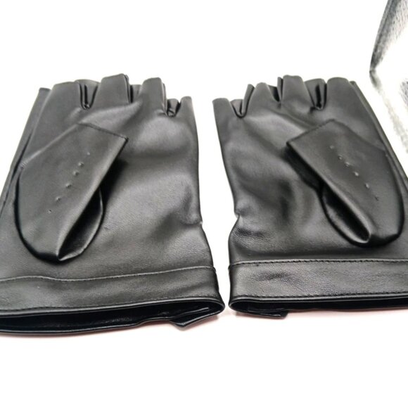 Faux Leather Fingerless Gloves-Black New - Picture 5 of 10